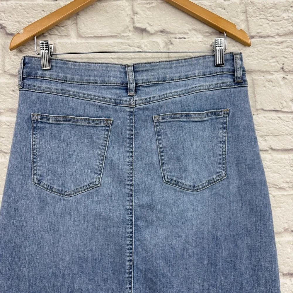 Rewash Denim High Slit Maxi Skirt Size 11/30 Medium Wash Frayed Hem J19174AG2